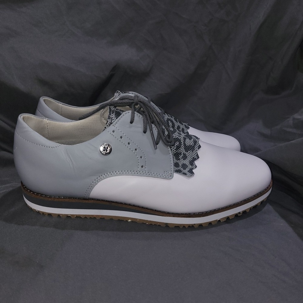 FootJoy FJ Sport Retro Kiltie Women's Golf Shoes White Gray 10 Spikeless
